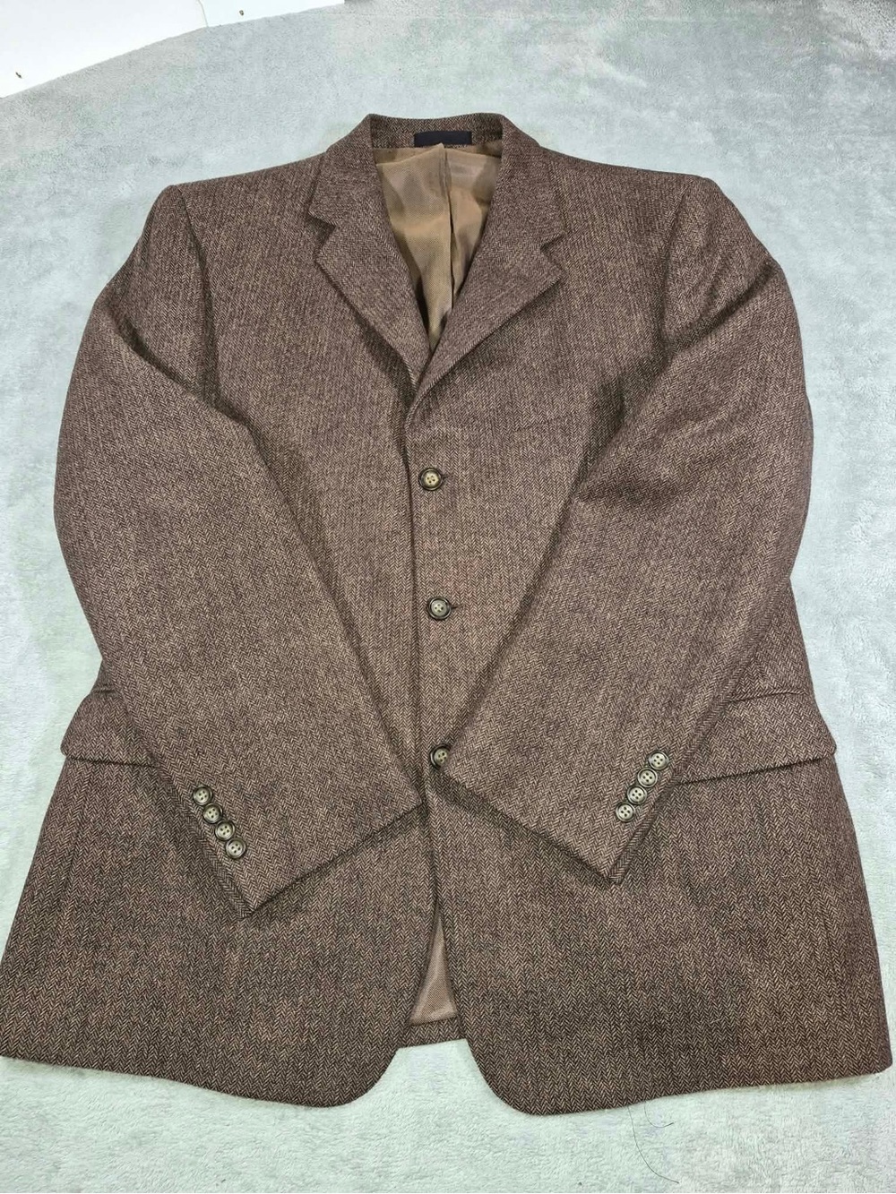 ✨ Vintage Bellissimo Pure New Wool Brown Tweed Sport Coat Blazer - 44R (P2P 22")